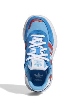 Zapatillas adidas retropy f2 c azul rojo de niño.