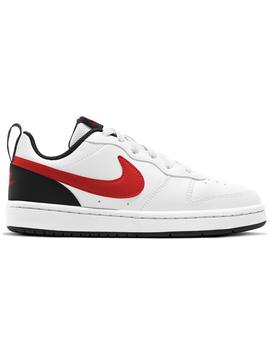 Zapatillas nike court borough low blanco rojo de niño.