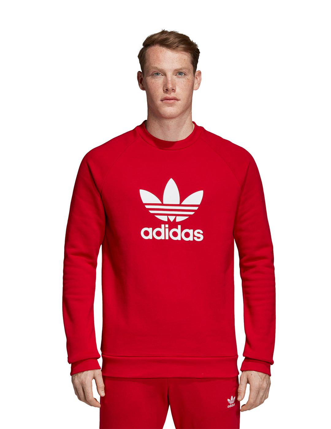 consultor Cambiarse de ropa Invertir Sudadera de Hombre Adidas TREFOIL CREW ROJO