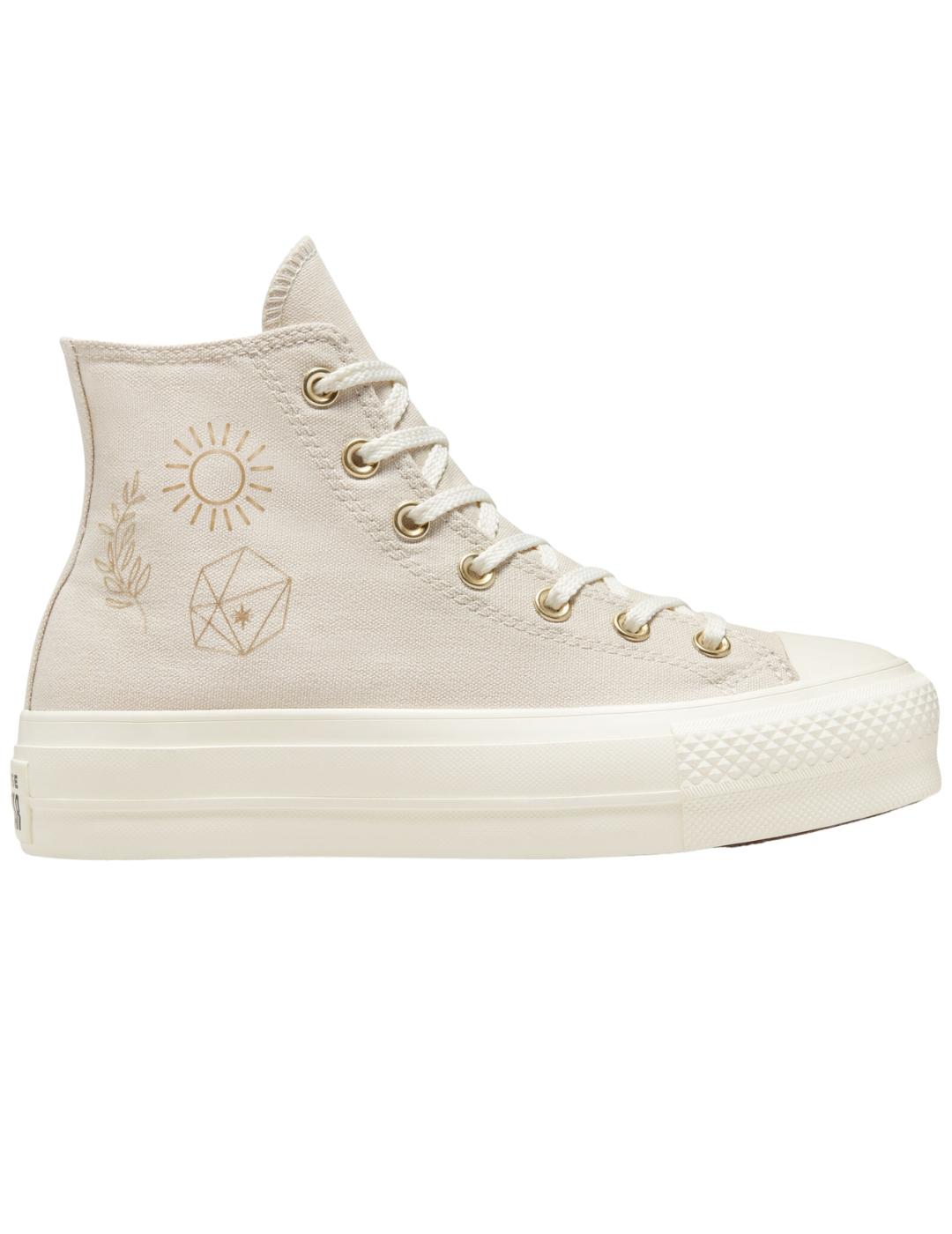 Zapatillas chuck taylor All Star lift platform hi beige.