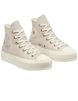 Zapatillas chuck taylor All Star lift platform hi beige.