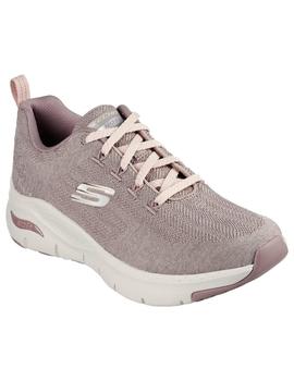 Zapatillas skechers arch fit comfy wave marrón de mujer.