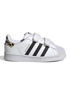 Zapatillas adidas superstar cf blanco de bebé.