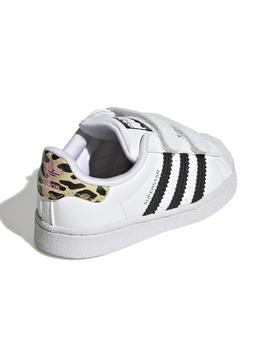 Zapatillas adidas superstar cf blanco de bebé.