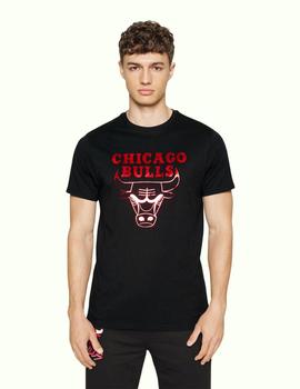 camiseta new era nba bulls negro rojo metalizado de hombre.