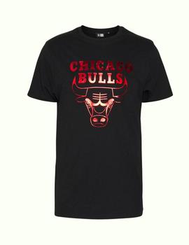 camiseta new era nba bulls negro rojo metalizado de hombre.