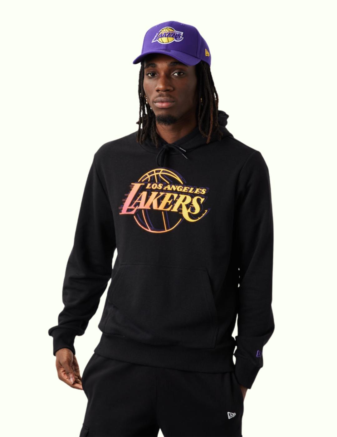 sudadera new era L.A. Lakers negro neon de hombre.