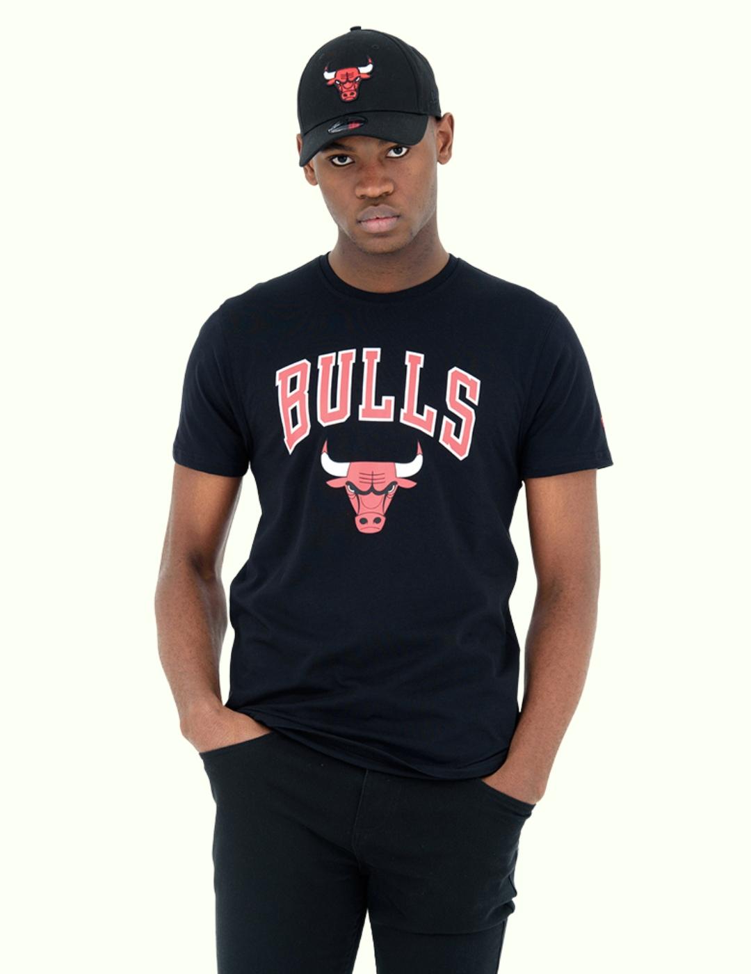 camiseta new era chicago bulls logo negro de hombre.