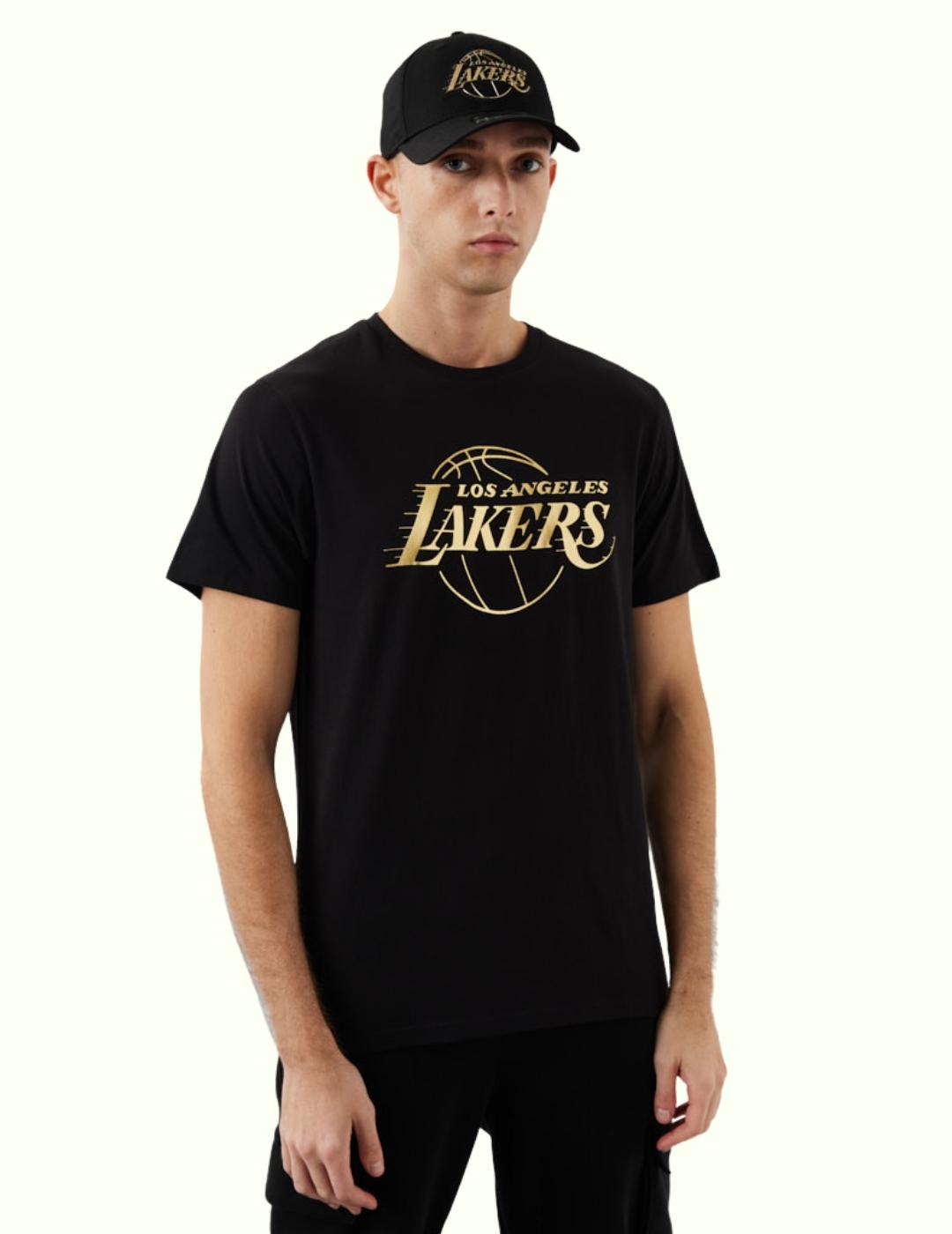 camiseta new era L.A.Lakers negro dorado de hombre.