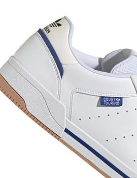 Zapatillas adidas court tourino blanco azul de hombre.