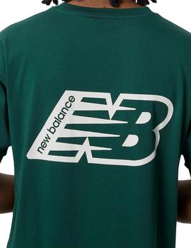 camiseta New Balance ess graphic logo verde de hombre.