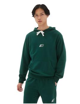 sudadera New Balance essential fleece logo verde de hombre.