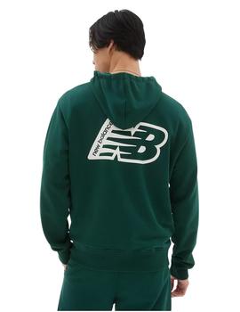 sudadera New Balance essential fleece logo verde de hombre.