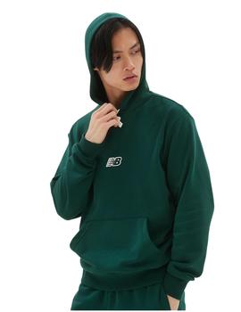 sudadera New Balance essential fleece logo verde de hombre.