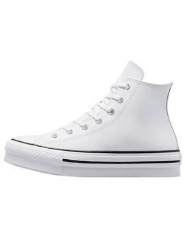 Zapatillas converse all star platf. hi j piel blanco junior.