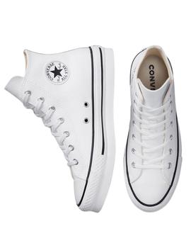 Zapatillas converse all star platf. hi j piel blanco junior.