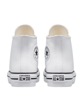 Zapatillas converse all star platf. hi j piel blanco junior.