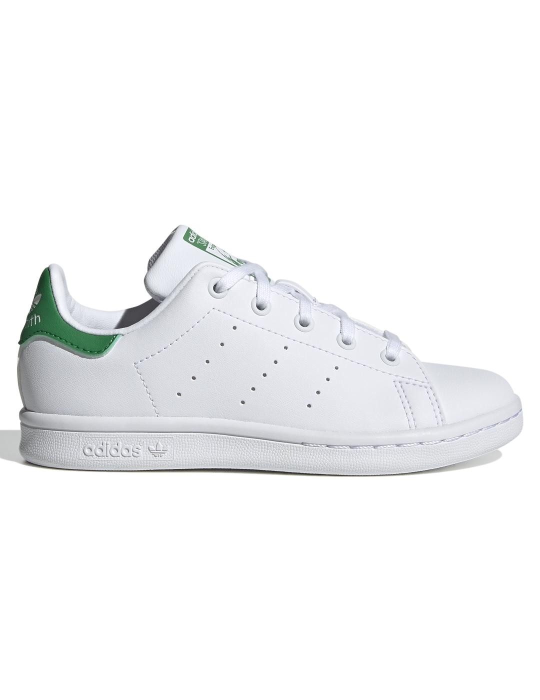 velocidad ponerse nervioso lector zapatillas adidas stan smith c blanco verde de niño.