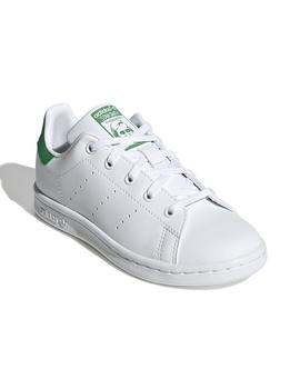 zapatillas adidas stan smith c blanco verde de niño.