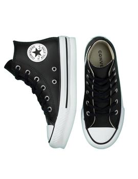 Zapatillas converse All Star Platform piel negro de niña.