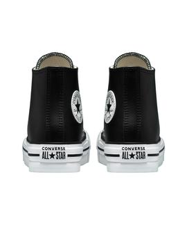 Zapatillas converse All Star Platform piel negro de niña.