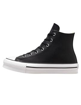 Zapatillas converse all star piel plataforma negro junior.