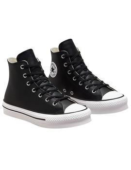 Zapatillas converse all star piel plataforma negro junior.