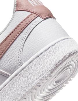 Zapatilla nike court vision next nature blanco rosa de mujer