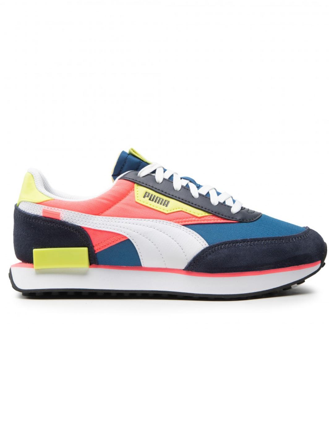 Zapatillas puma future rider play on azul rosa de hombre.