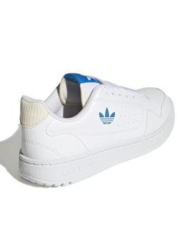 Zapatillas adidas ny 90 j blanco azul de niño.