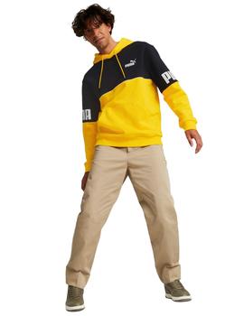 sudadera puma power colorblock amarillo de hombre.