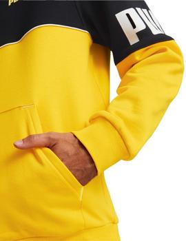 sudadera puma power colorblock amarillo de hombre.