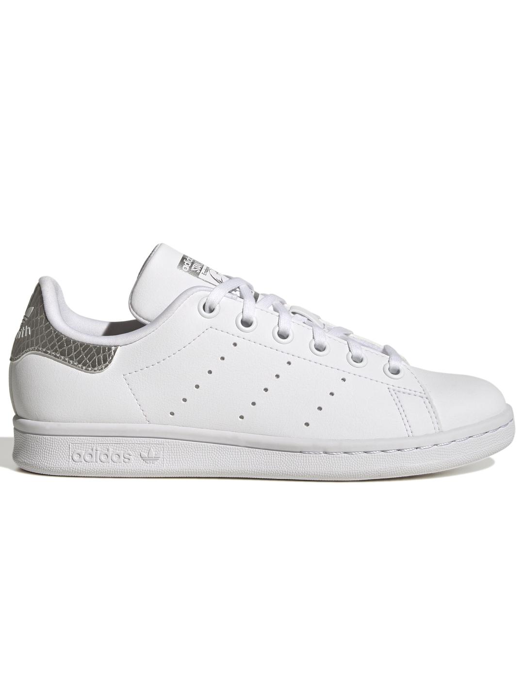 Zapatillas adidas stan smith blanco plata j de niño.