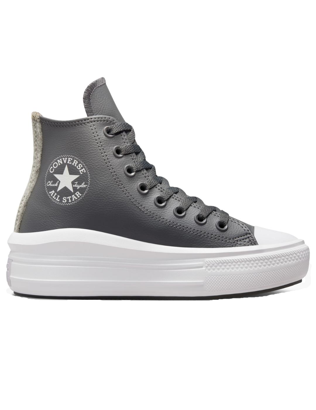 Zapatillas converse ct all star move hi knit gris de mujer.