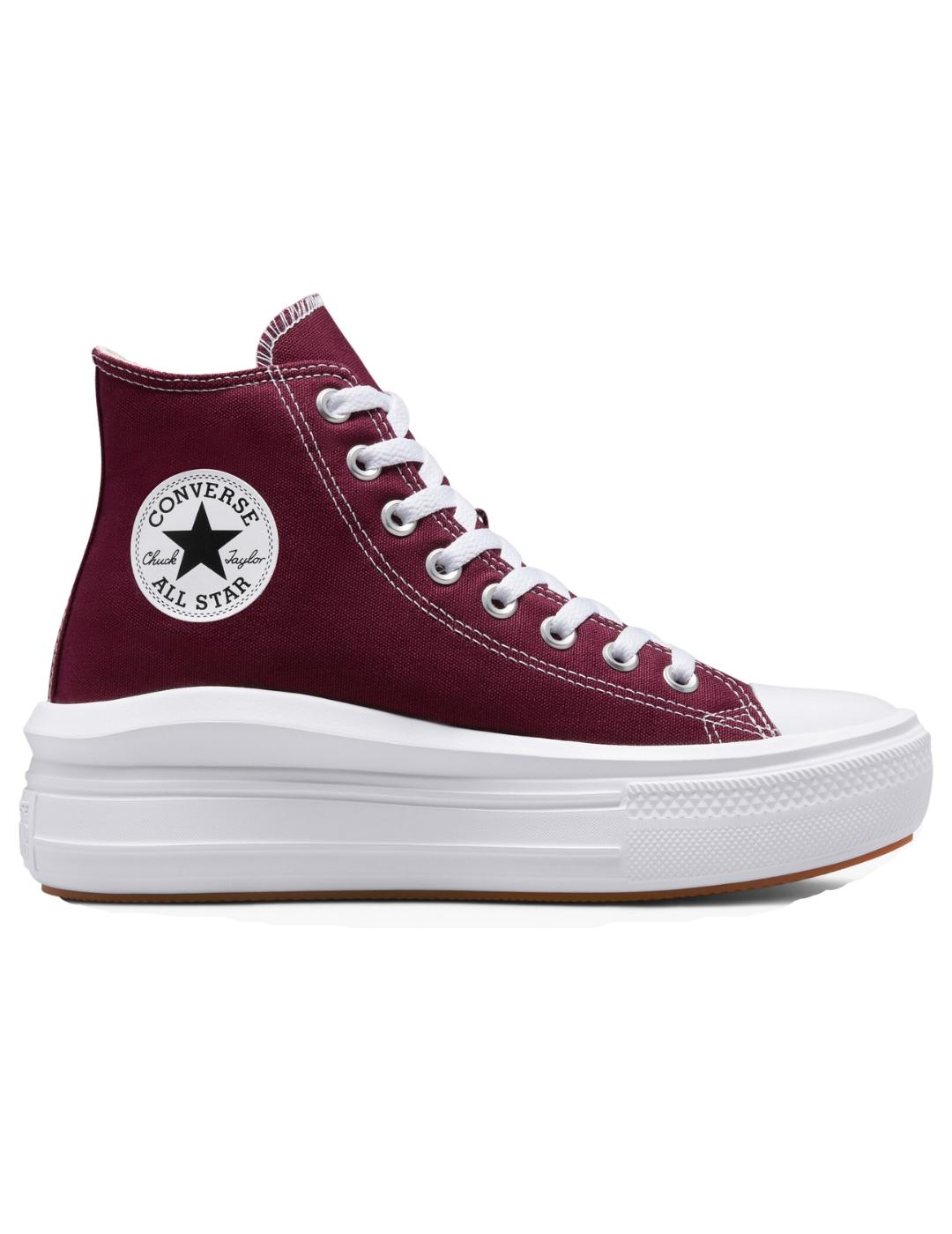 Zapatillas converse all star move hi granate de mujer.