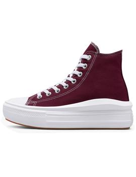 Zapatillas converse all star move hi granate de mujer.