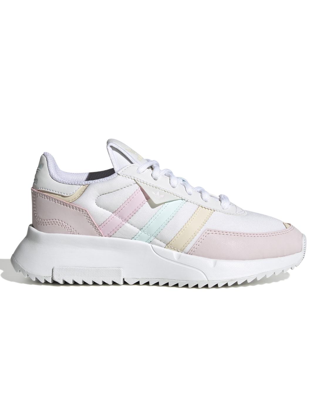 Zapatillas adidas retropy f2 j blanco rosa junior.