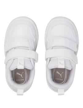 Zapatillas puma multiflex glitz v inf blanco plata de bebé.