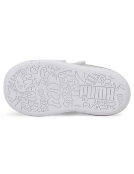 Zapatillas puma multiflex glitz v inf blanco plata de bebé.