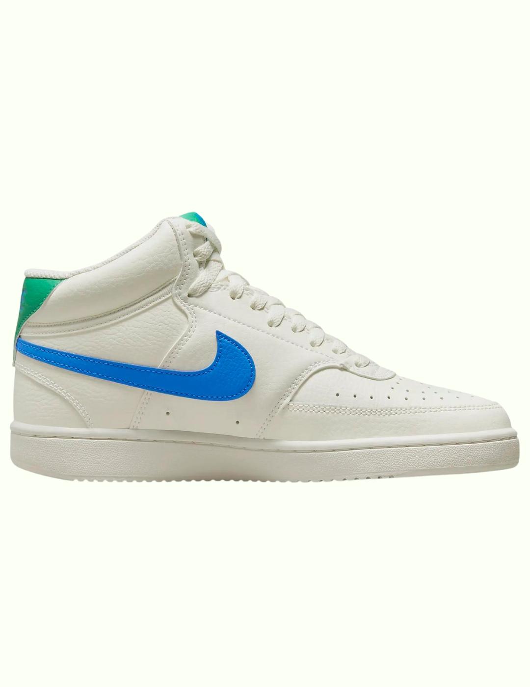 Zapatillas nike court vision mid  blanco azul de mujer.