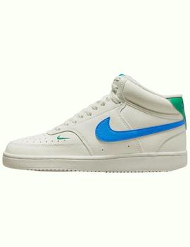 Zapatillas nike court vision mid  blanco azul de mujer.