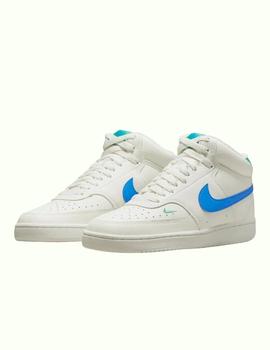 Zapatillas nike court vision mid  blanco azul de mujer.