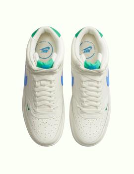 Zapatillas nike court vision mid  blanco azul de mujer.