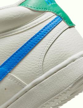 Zapatillas nike court vision mid  blanco azul de mujer.