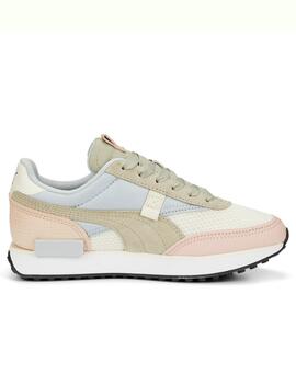 Zapatillas puma future rider interest beige rosa de mujer.