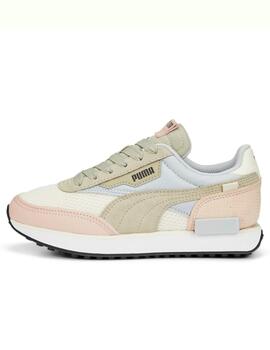 Zapatillas puma future rider interest beige rosa de mujer.