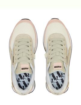 Zapatillas puma future rider interest beige rosa de mujer.