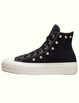 Zapatillas converse all star suede platforma negro oro.