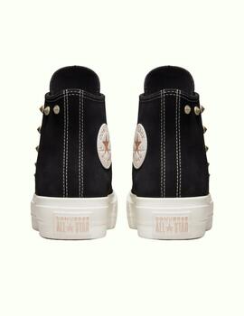 Zapatillas converse all star suede platforma negro oro.