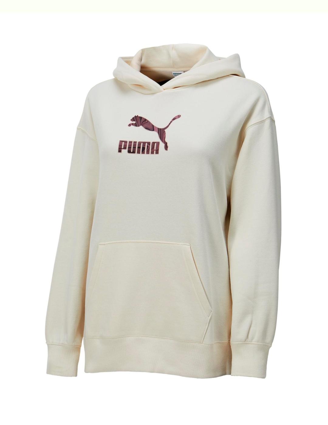 sudadera con capucha puma x Aitana beige de mujer.